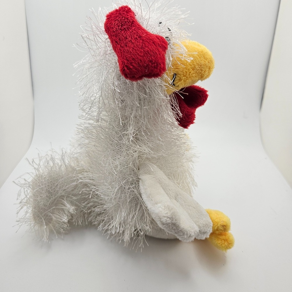 Farmhouse Chicken Plush Shaggy Hen White Yellow Red Country Decor - Picture 3 of 8
